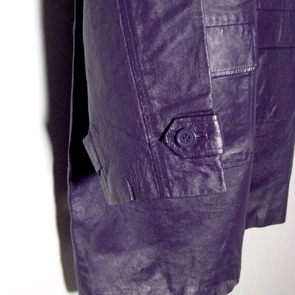 Roaman's Women's Purple Leather Long Button Jacket Sz 22W - Picture 4 of 8